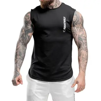 Новое поступление, Хлопковая Летняя Спортивная Мужская футболка для Фитнеса и бега Без рукавов, Облегающий Жилет для Фитнеса, Тренировочная рубашка