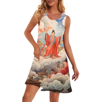 Новое сексуальное платье Hawaiian Lady, графическое мини-платье с 3D-принтом, летняя мода 2023, облегающее платье в китайском стиле для леди для отдыха