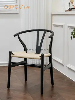 Новый Y-образный стул в китайском стиле, стул из массива дерева, стул со спинкой, деревянный стул с кольцом, бытовой стул Taishi, простой обеденный стул