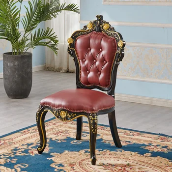 Обеденный стул в европейском стиле, массив дерева, Резной орех, домашний стул, Американские ретро-современные предметы домашнего обихода Muebles Hogar