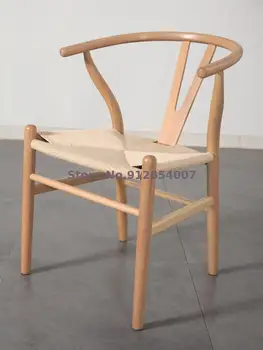 Обеденный стул из массива дерева в скандинавском стиле, y-образный стул, простой современный стул для отдыха, плетеный из веревки, стул для кабинета, стул для балкона
