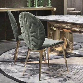Обеденный стул из нержавеющей стали для кухни, Итальянские Кожаные Дизайнерские стулья для гостиной, мебель для дома, Скандинавский диван для отдыха, кресло
