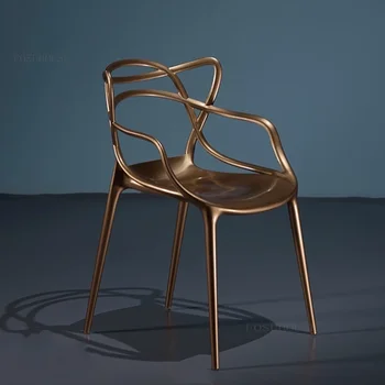Обеденный стул со спинкой в скандинавском стиле для гостиной, современные Простые пластиковые стулья для ресторана, Креативные кресла для отдыха на открытом воздухе На балконе