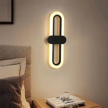 Овальный 8 Вт светодиодный акриловый настенный светильник для прикроватной тумбочки в спальне Современный простой свет Роскошная гостиная Лестница ТВ Фон Стена бра в проходе