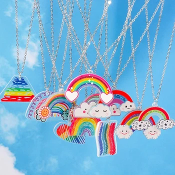 Ожерелье с подвеской серии Rainbow Простые красочные ожерелья с радугой для женщин, подвески в виде сердца, колье, ювелирные изделия в подарок