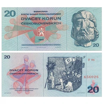 Оригинальные Чехословацкие Старые бумажные деньги номиналом 20 Крон 1970 года, Банкноты UNC, предметы коллекционирования, а не Валюта