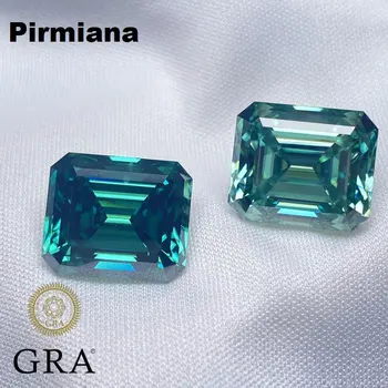 Оригинальный муассанит зеленого цвета, россыпной камень Pirmiana, восстановленный драгоценный камень изумрудной огранки для изготовления ювелирных изделий своими руками