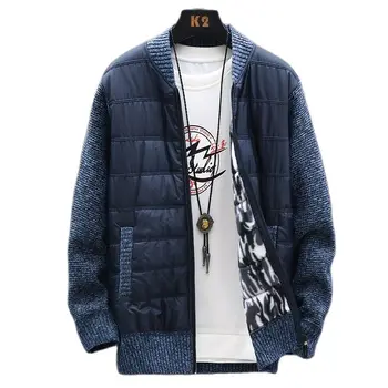 Осенне-зимний мужской кардиган в корейском стиле, свитера в стиле пэчворк, мужской повседневный свитер с круглым вырезом, пальто, вязаная куртка на молнии, мужской 8820