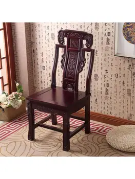 Полностью вырезанный из цельного дерева стул с головой слона династии Мин и Цин, стул со спинкой, китайский антикварный обеденный стол, стул для отеля