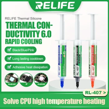 Поток термопасты RELIFE RL-407 Эффективная теплопроводность для телефонов iPhone Android, видеокарты, процессора компьютера, быстрое охлаждение