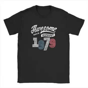 Потрясающая Мужская футболка С Августа 1979 года, Винтажная Футболка, Подарок на 40-й День Рождения, Футболка из 100% Хлопка, Модная Одежда, Летняя Футболка, Плюс Размер