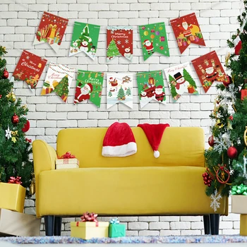 Рождественский баннер, гирлянда, рождественские украшения, Санта-Клаус, Рождественская Елка, подвесной бумажный флаг, принадлежности для декора веселой Рождественской вечеринки