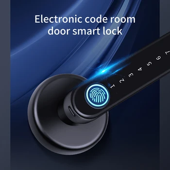 Сверхзащищенный дверной замок с отпечатками пальцев, умный вход без ключа, Биометрическая клавиатура, пароль, блокировка ручки, управление приложением, Электрический замок