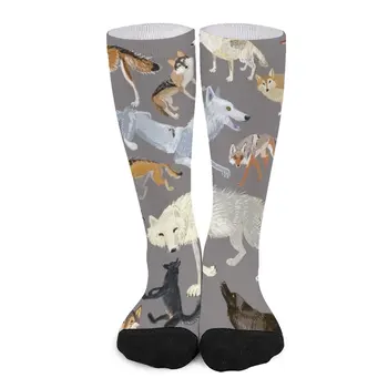 Серые носки Wolves of the world, мужские носки, походные ботинки, забавные подарки, длинные носки для мужчин