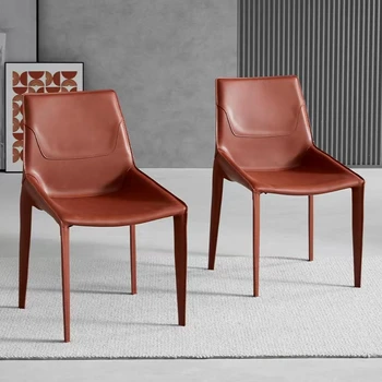 Современные обеденные стулья Кожаное кресло со спинкой, мобильный удобный табурет, простая креативная мебель для гостиной в скандинавском стиле для дома