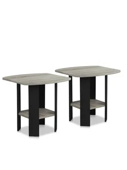 Столик Furinno простого дизайна, серый французский дуб, комплект из 2 предметов