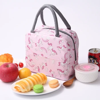 Сумка для ланча с модным рисунком, термоизолированный переносной ланч-бокс для пищевых продуктов, функциональные сумки для пикника для женщин и детей