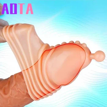 Удлинить Многоразовый рукав для увеличения пениса, презерватив, удлинитель точки G, удлинитель мужского члена, Силиконовый чехол для головки, секс-игрушки для мужчин