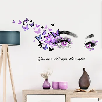 Фиолетовые наклейки Buterfly Eye, сделанные своими руками, для комнат, украшения стен, наклейки на стены в гостиной, плакаты