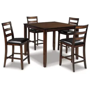 Фирменный дизайн от Ashley Coviar Обеденный набор высотой со столешницу из 5 предметов, включает стол и 4 барных стула, коричневый