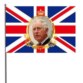 Флаг Короля Карла III 5 футов X 3 фута Флаг ВЕЛИКОБРИТАНИИ Король Карл III 2023 Украшение Флага Британского Короля Для Садовой Коронации Уличных Вечеринок