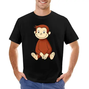 футболка с обезьяной curious george, корейская модная футболка с коротким рукавом, мужская футболка